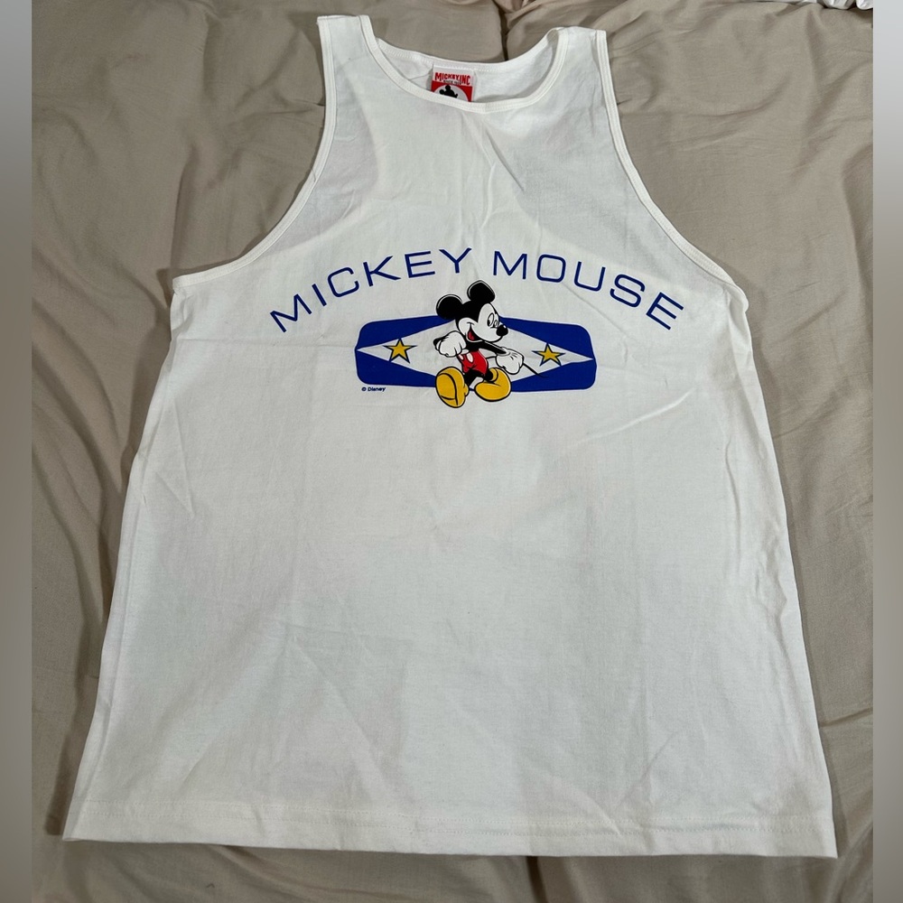 Vintage 90s Mickey Mouse  Disney Tank Top T Shirt Medium Made in USA White